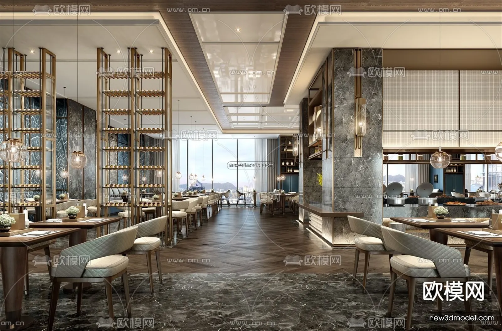 Restaurant and Fastfood 3D Scene – 3D Blocks – 247 – VRAY