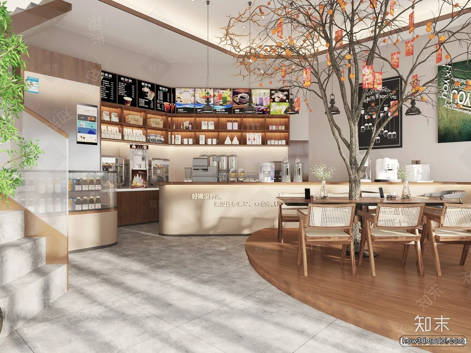 Restaurant and Fastfood 3D Scene – 3D Blocks – 249 – VRAY