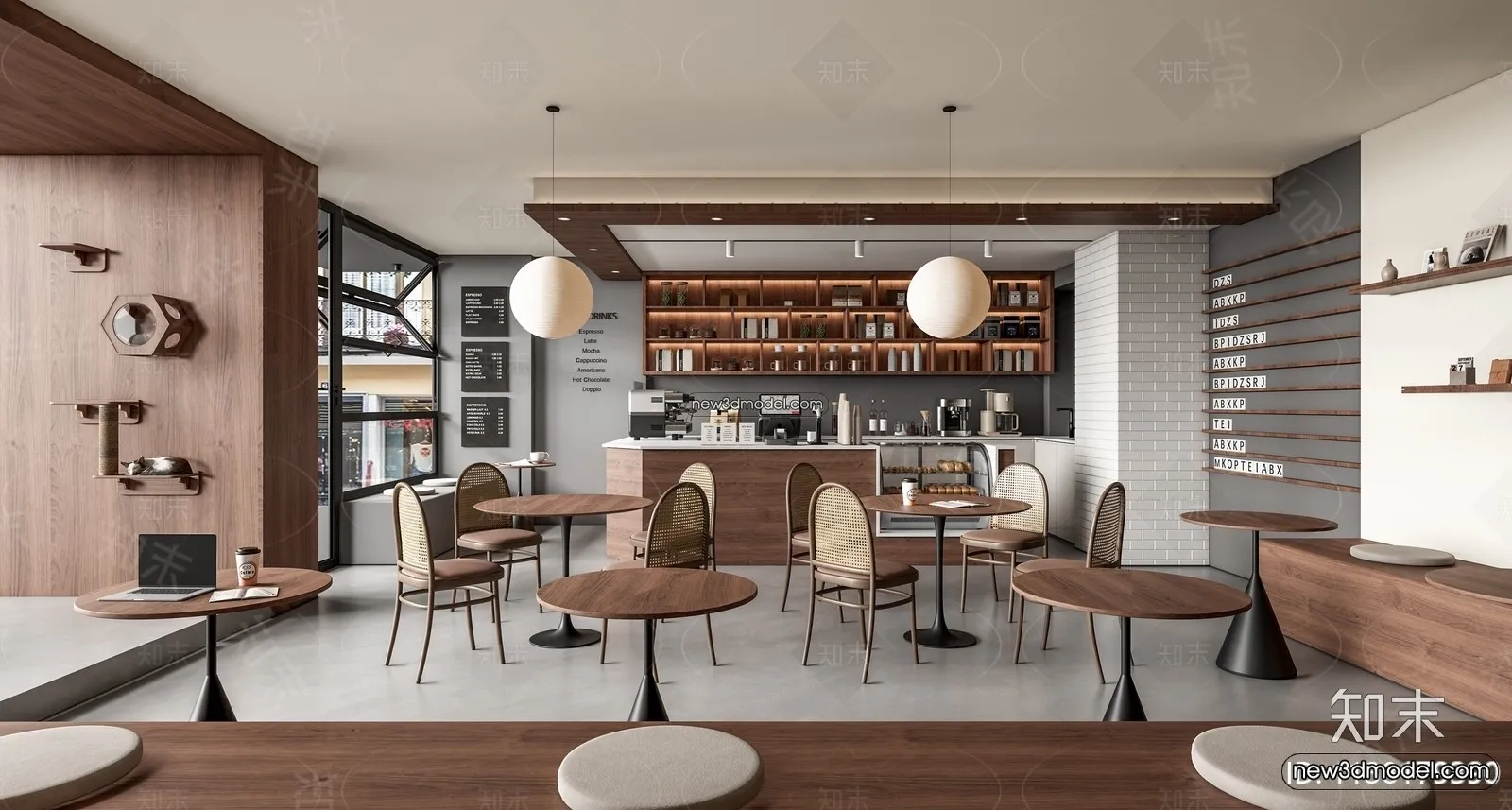 Restaurant and Fastfood 3D Scene – 3D Blocks – 255 – VRAY