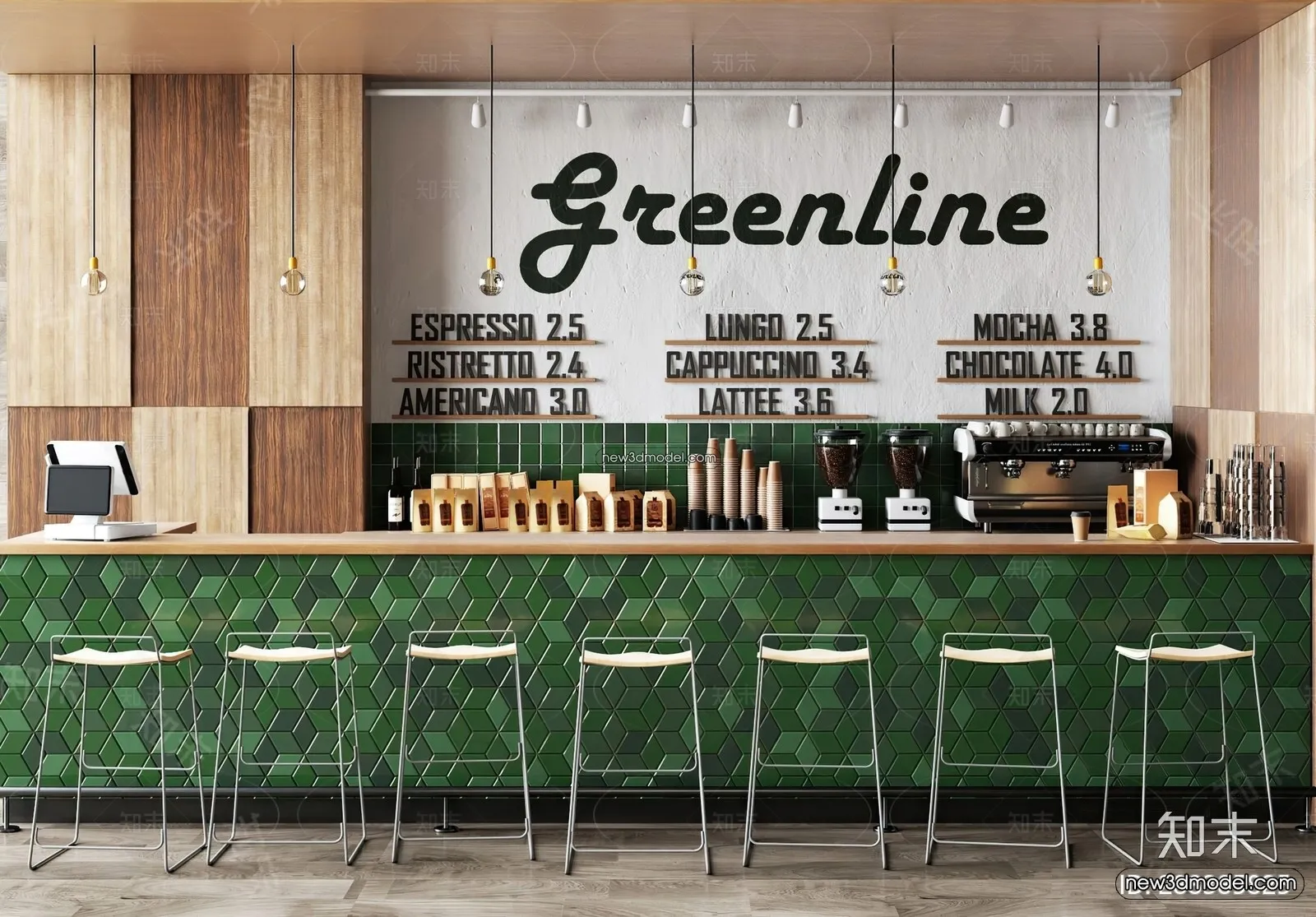 Restaurant and Fastfood 3D Scene – 3D Blocks – 267 – VRAY