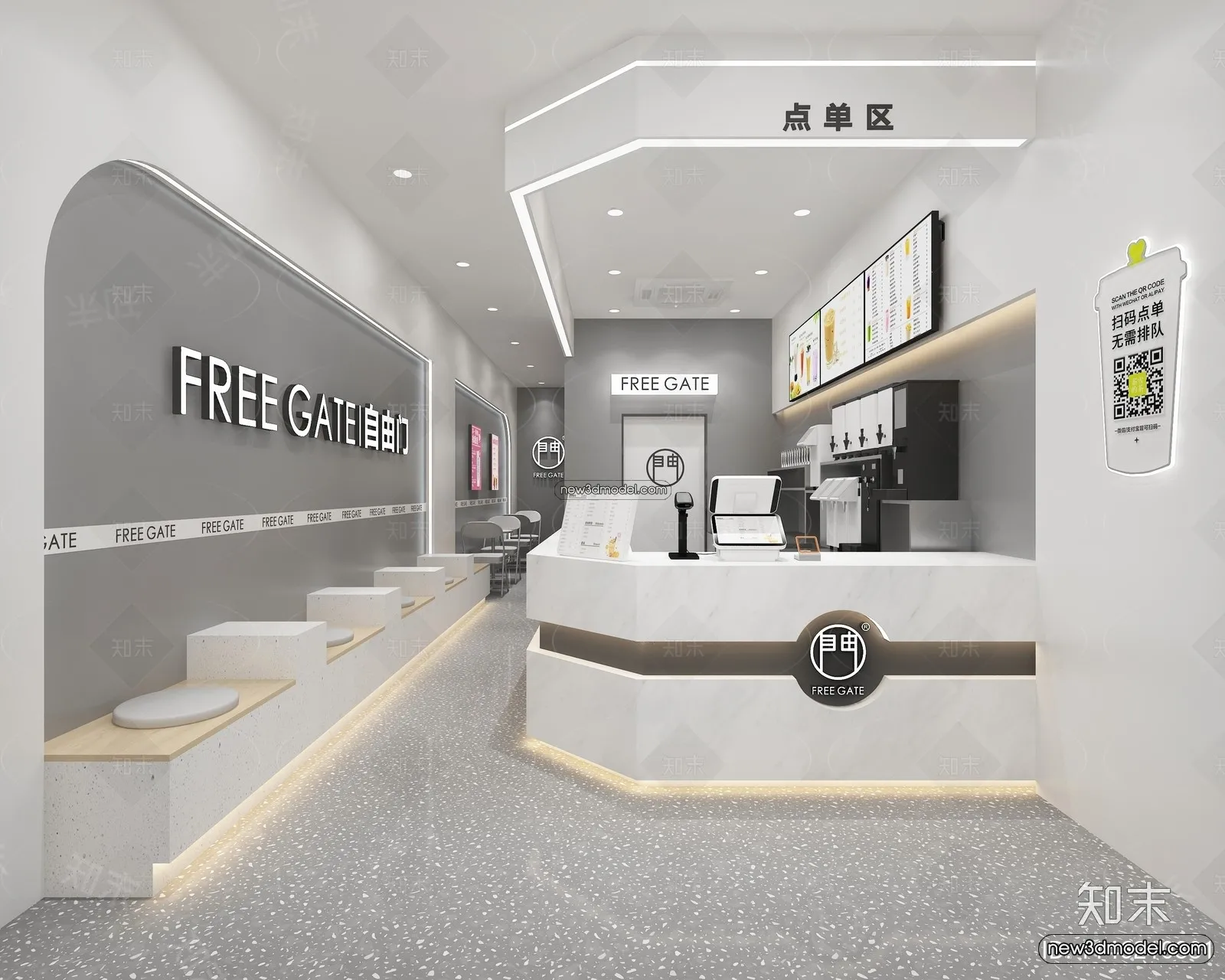 Restaurant and Fastfood 3D Scene – 3D Blocks – 270 – VRAY