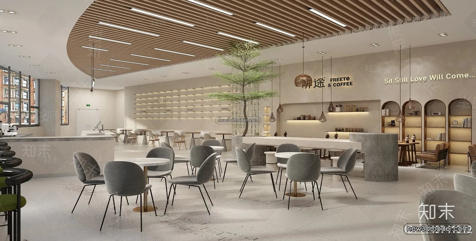 Restaurant and Fastfood 3D Scene – 3D Blocks – 283 – VRAY