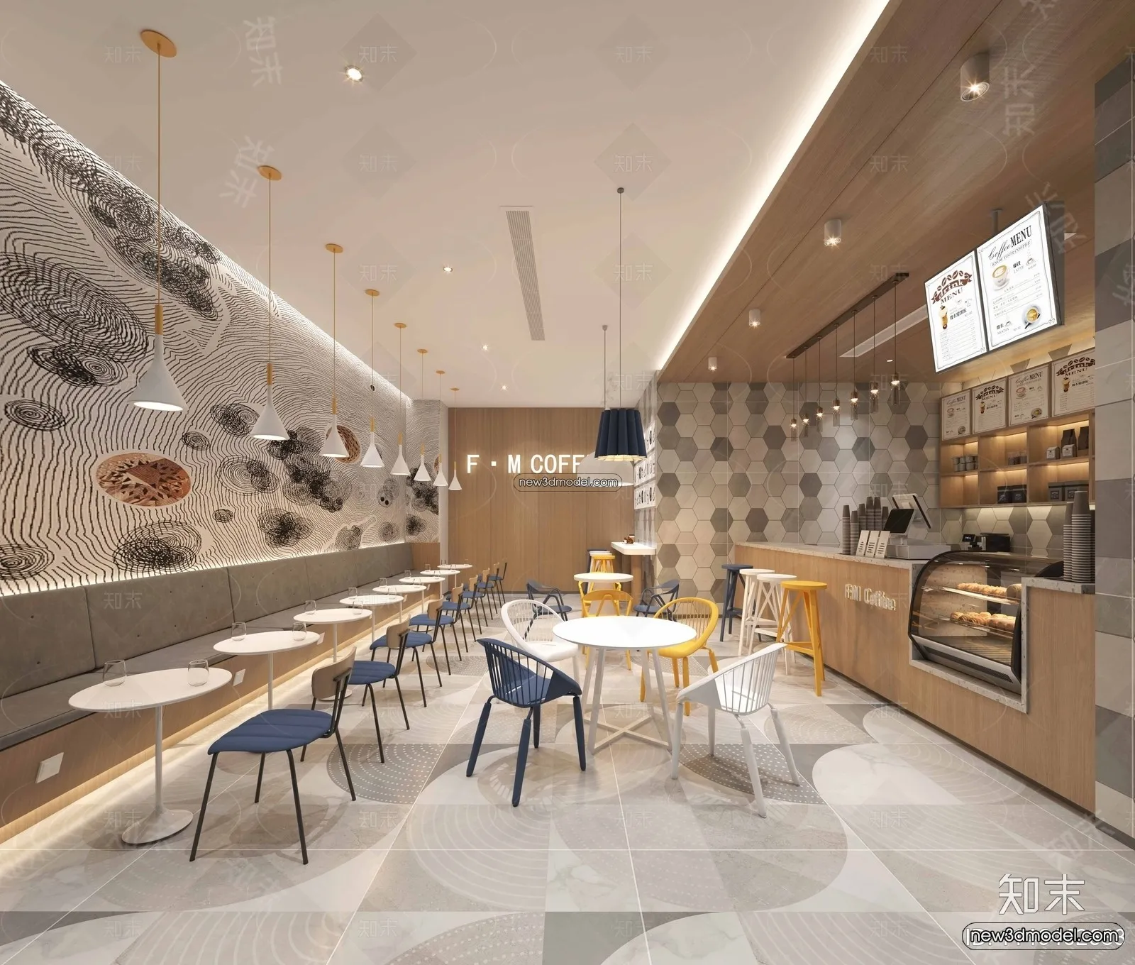 Restaurant and Fastfood 3D Scene – 3D Blocks – 290 – VRAY