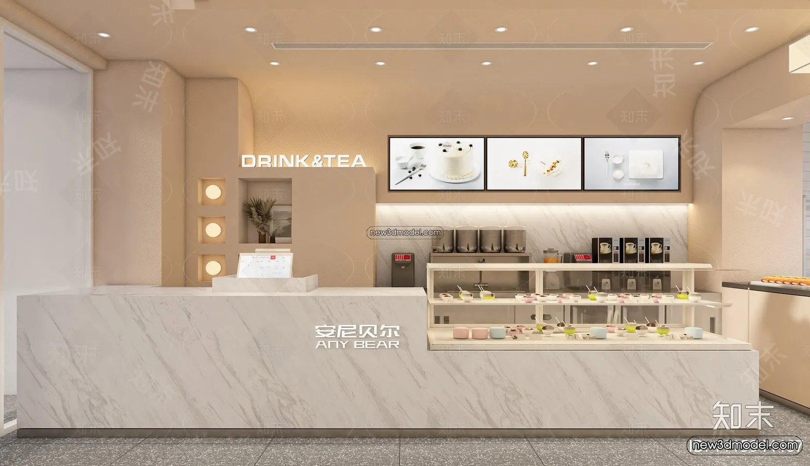 Restaurant and Fastfood 3D Scene – 3D Blocks – 295 – VRAY