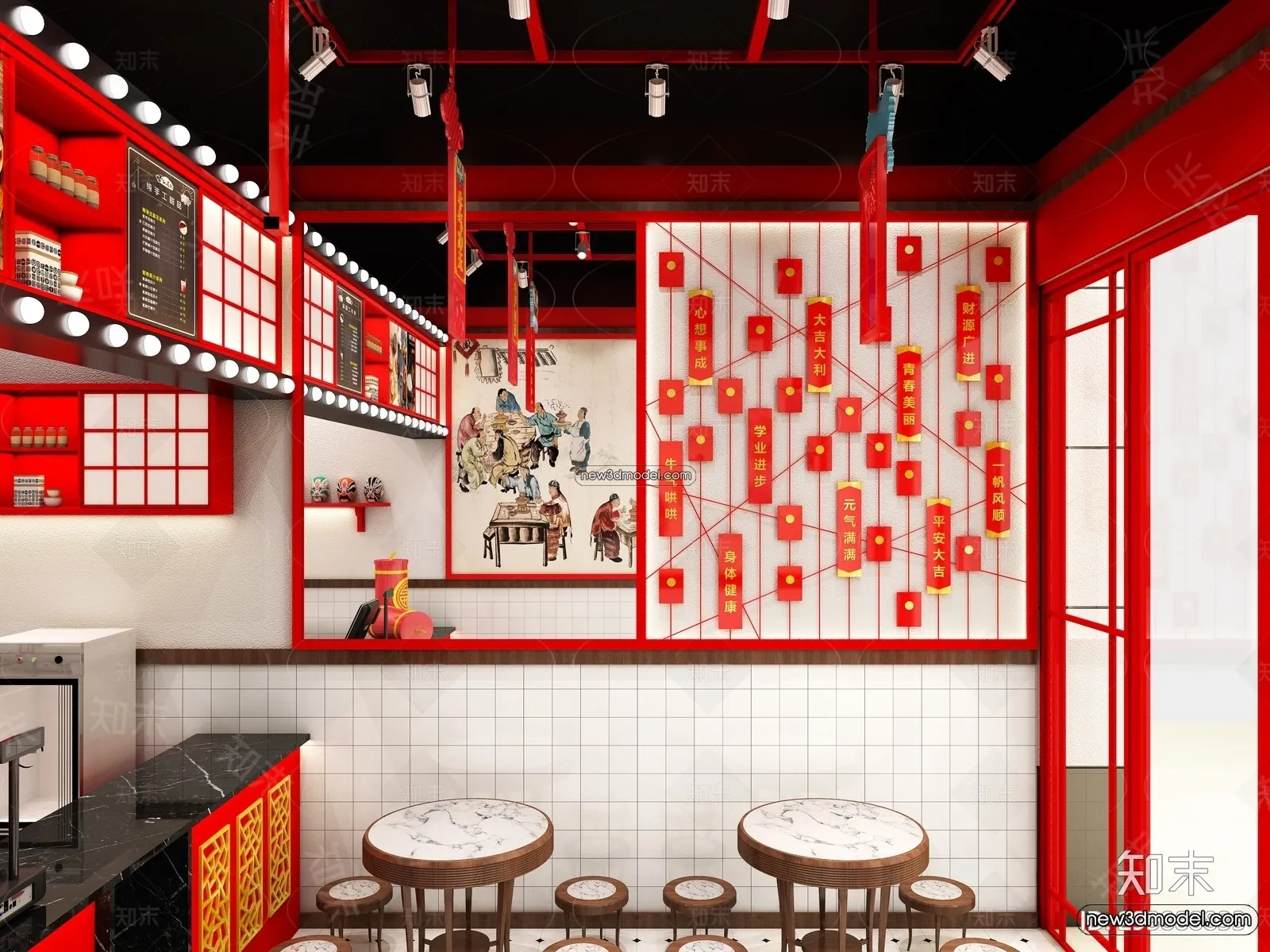 Restaurant and Fastfood 3D Scene – 3D Blocks – 302 – VRAY