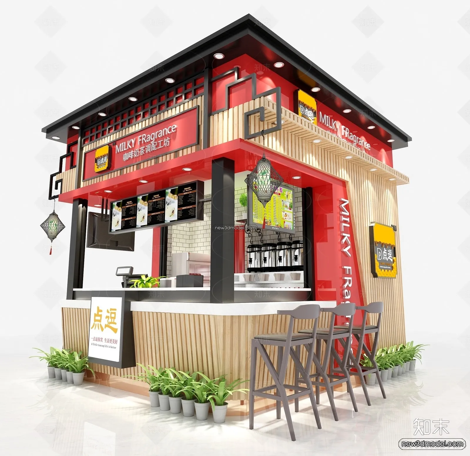 Restaurant and Fastfood 3D Scene – 3D Blocks – 303 – VRAY