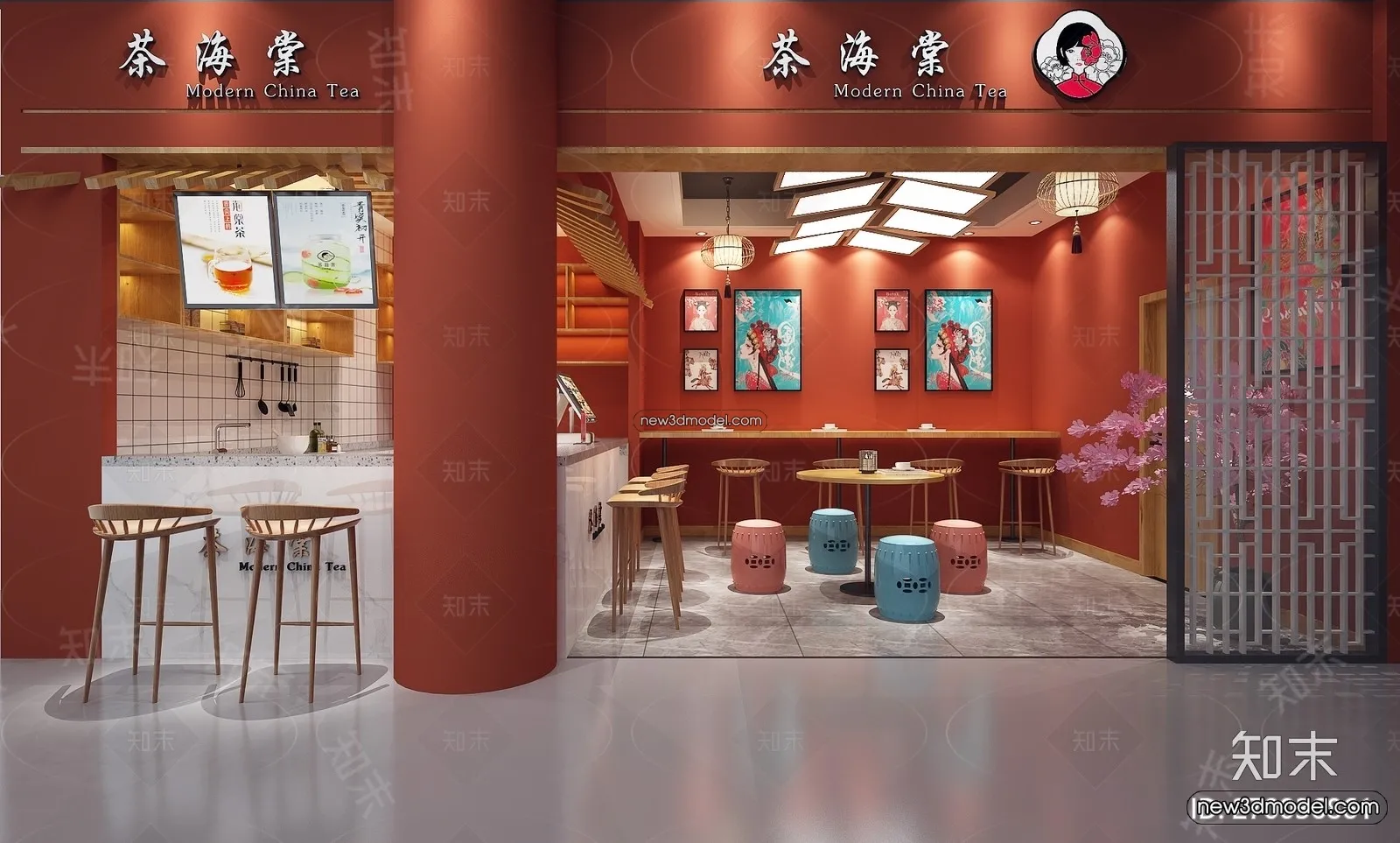 Restaurant and Fastfood 3D Scene – 3D Blocks – 305 – VRAY