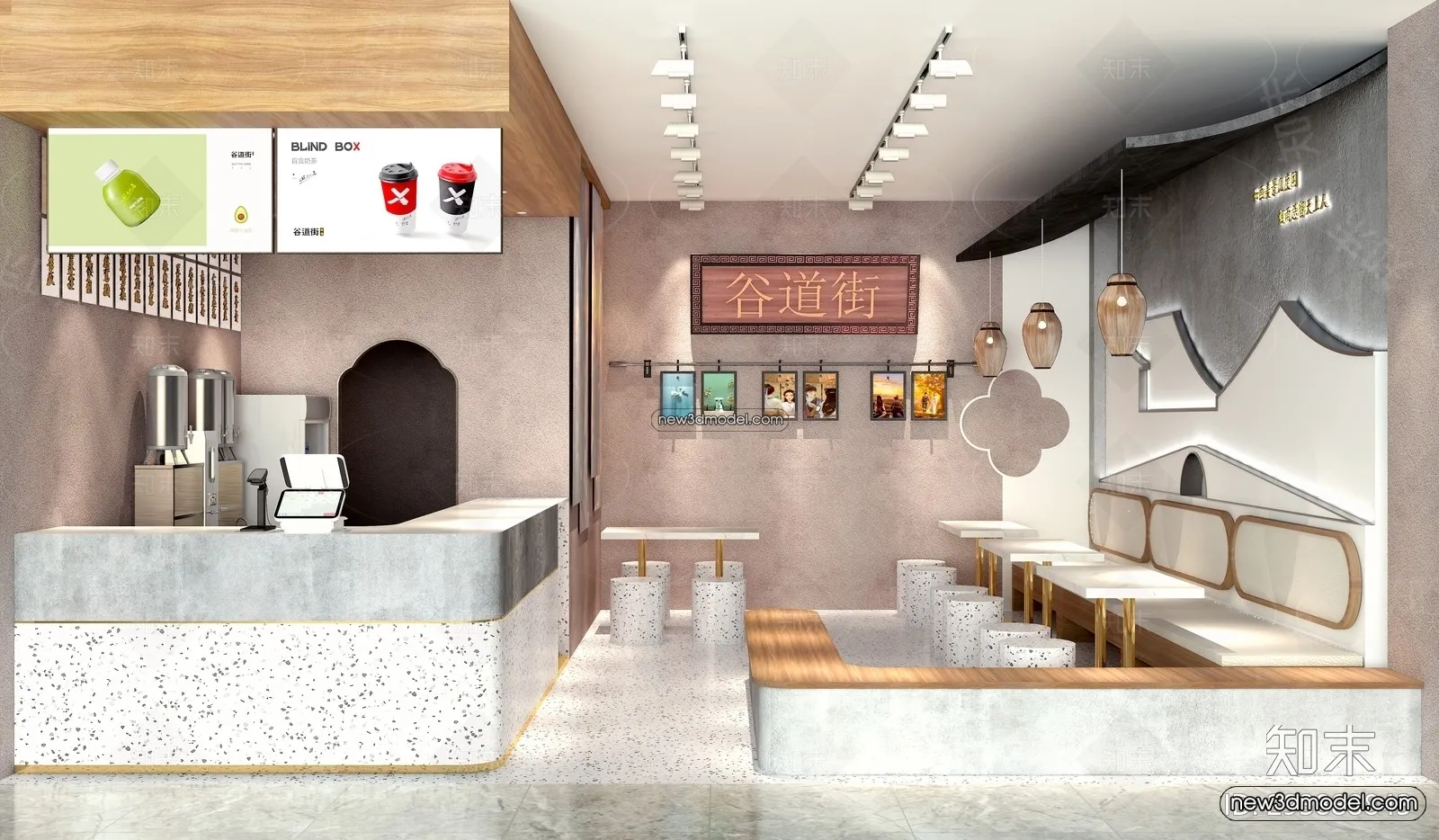 Restaurant and Fastfood 3D Scene – 3D Blocks – 306 – VRAY