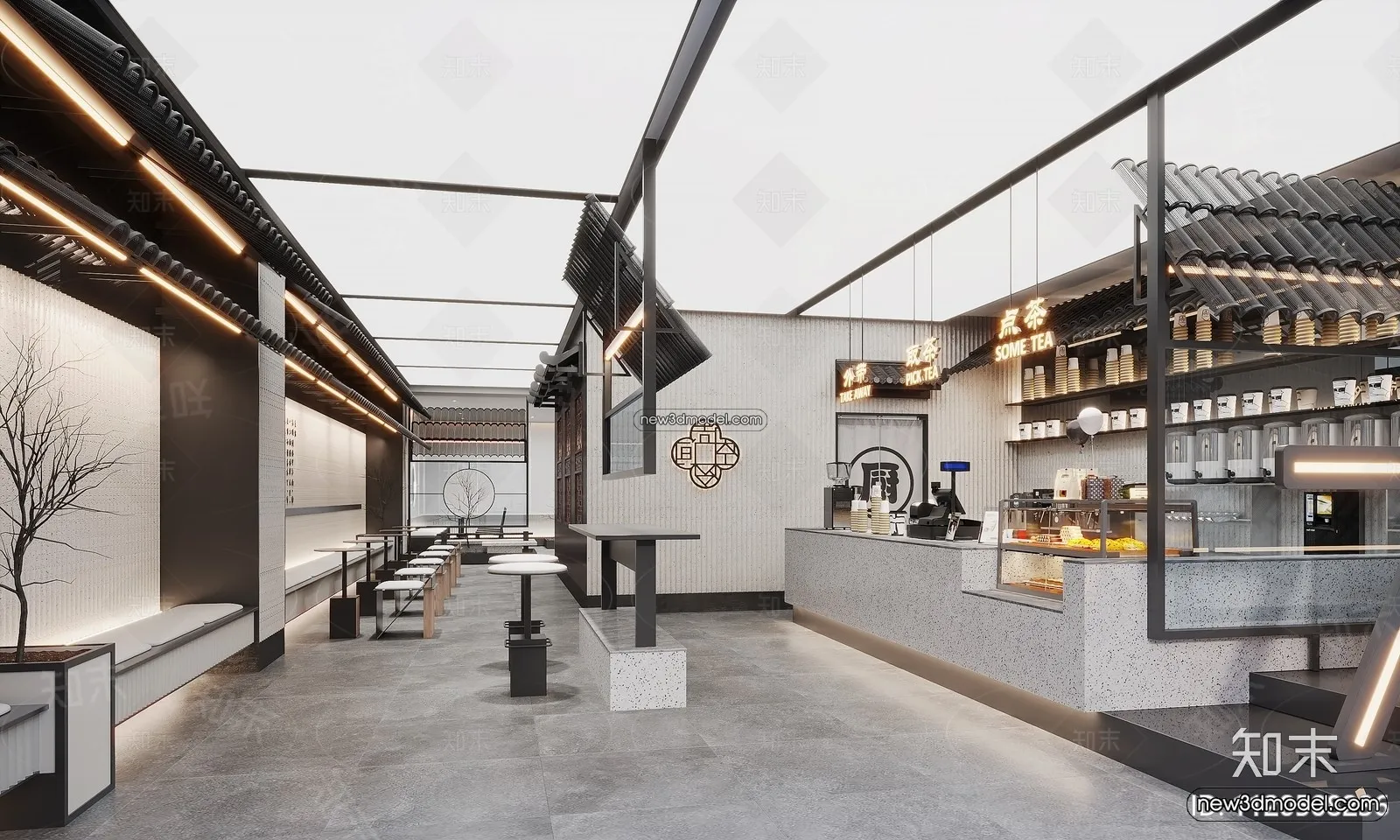 Restaurant and Fastfood 3D Scene – 3D Blocks – 307 – VRAY