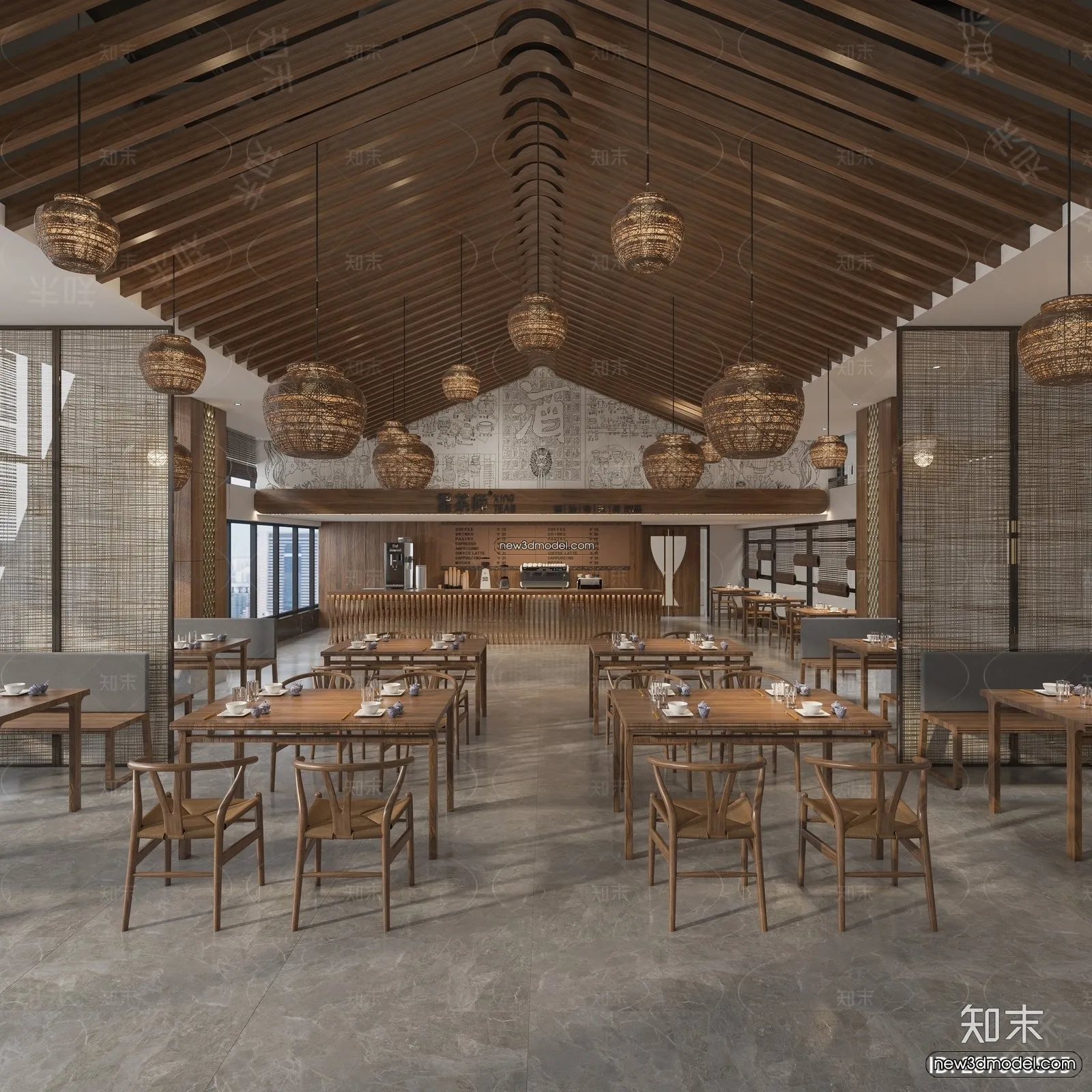 Restaurant and Fastfood 3D Scene – 3D Blocks – 313 – VRAY