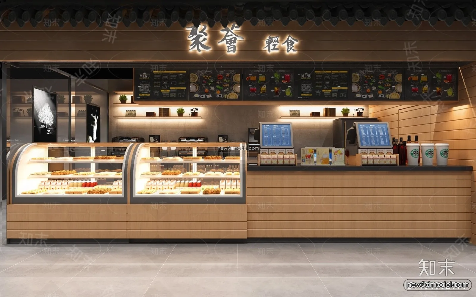 Restaurant and Fastfood 3D Scene – 3D Blocks – 316 – VRAY