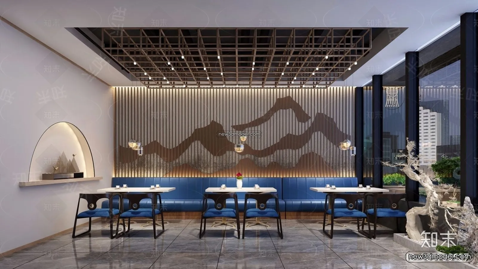 Restaurant and Fastfood 3D Scene – 3D Blocks – 317 – VRAY