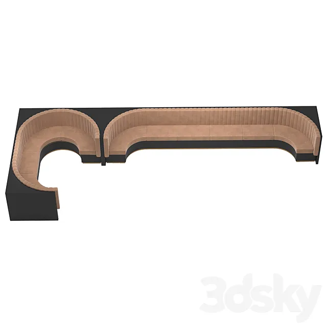 Restaurant Bar Set 01 Part5 Long Sofa with Corner sofa & 2 colors Corona & Vray 3D Model