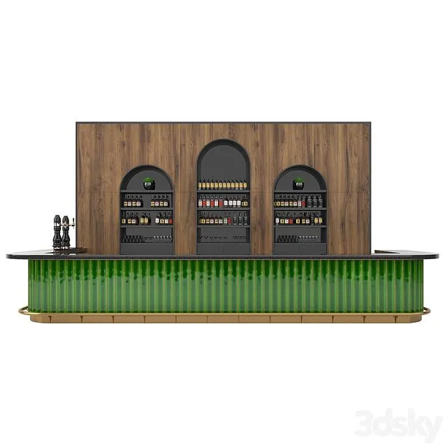 Restaurant Bar Set 01 with Emerald Ceramic tiles 3D Model