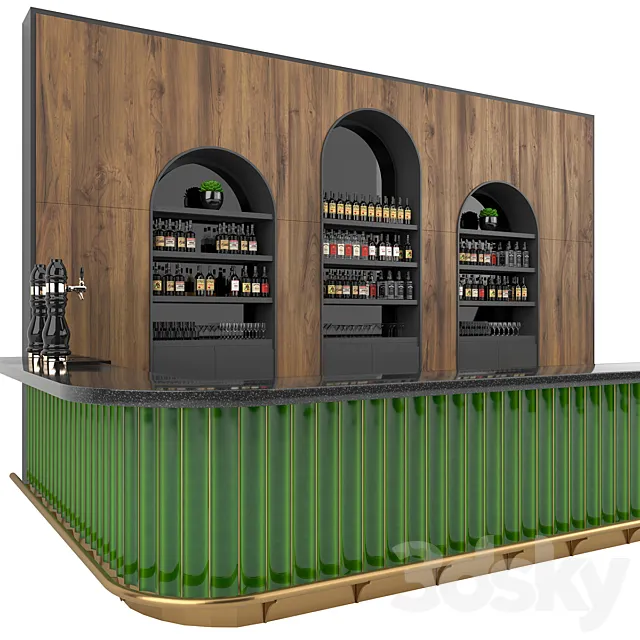 Restaurant Bar Set 01 with Emerald Ceramic tiles Free Download