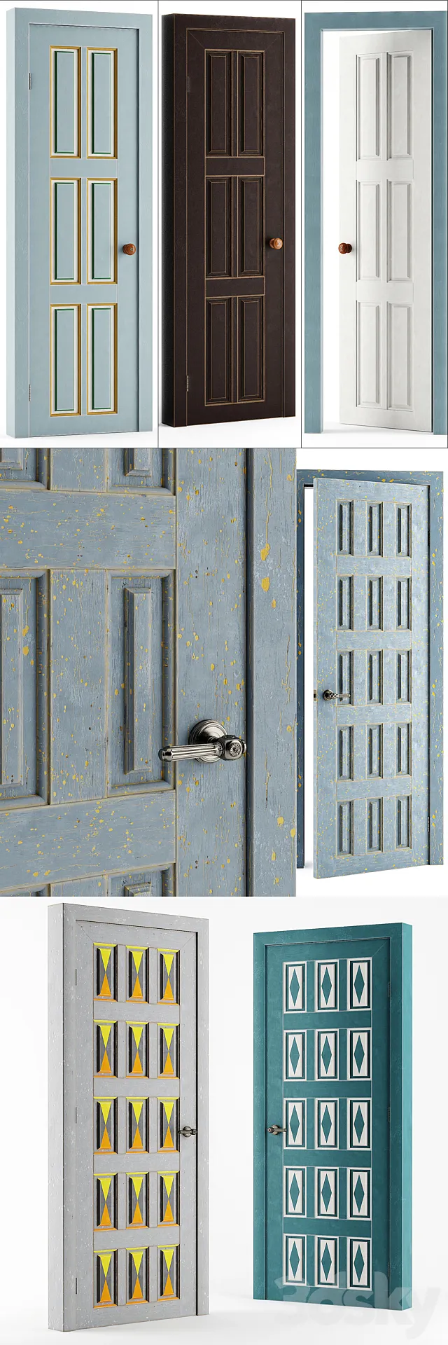 Restaurant Chocolate Door Set _ Set doors Chocolate 3DModel