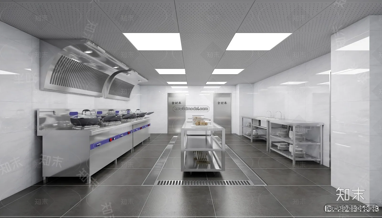 Restaurant Kitchen 3D Models – 3D Scene – 020 – VRAY