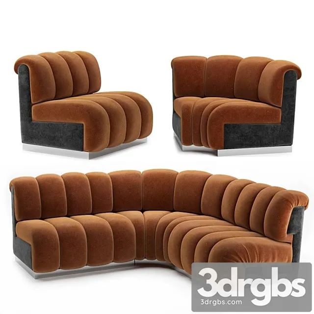 Restaurant Modular Sofa 3D Model Download