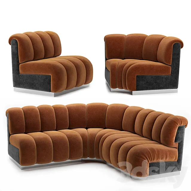 Restaurant modular sofa 3D Model Restaurant modular sofa 3D Model