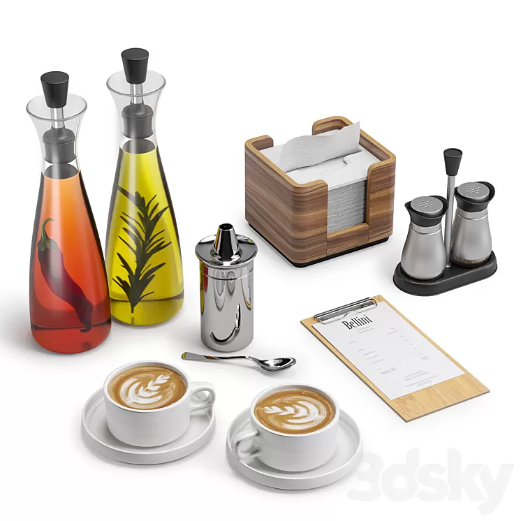 Restaurant Table Decor Set 2 3D Model