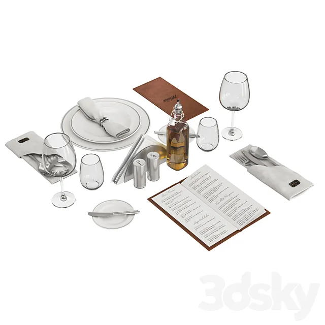 Restaurant table decorative set 3DModel
