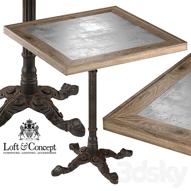 RESTAURANT TABLE SQUARE METAL SHEET 3D Model