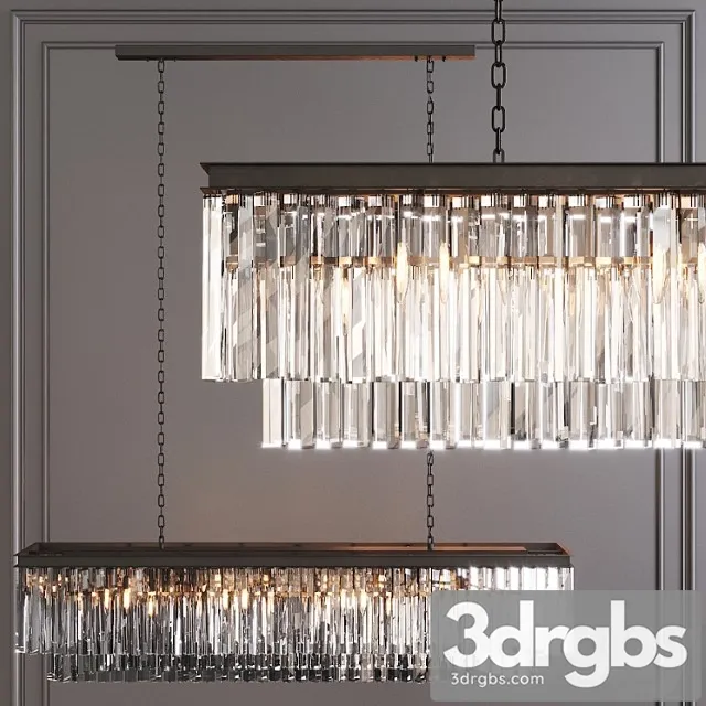 Restoration hardware 1920s odeon clear glaser fringe rectangular chandelier 59 black 3D Model Download
