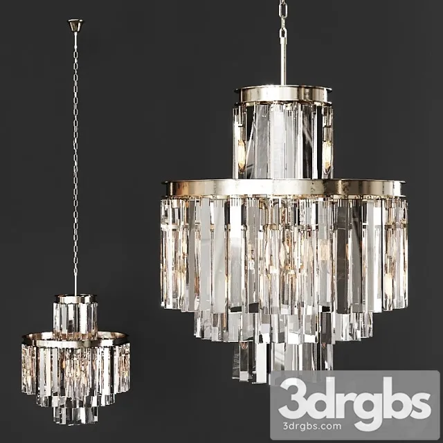 Restoration hardware 1920s odeon clear glass fringe 4-tier chandelier nickel 3D Model Download
