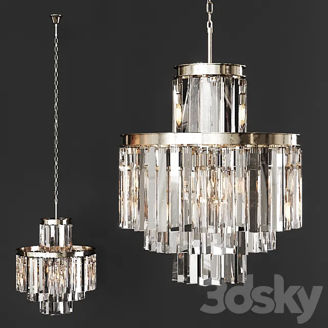 Restoration Hardware 1920S ODEON CLEAR GLASS FRINGE 4-TIER CHANDELIER Nickel 3D Model Restoration Hardware 1920S ODEON CLEAR GLASS FRINGE 4-TIER CHANDELIER Nickel 3D Model