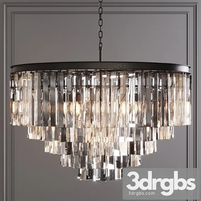 Restoration Hardware 1920s Odeon Clear Glass Fringe 5 Tier Chandelier Black 3D Model Download