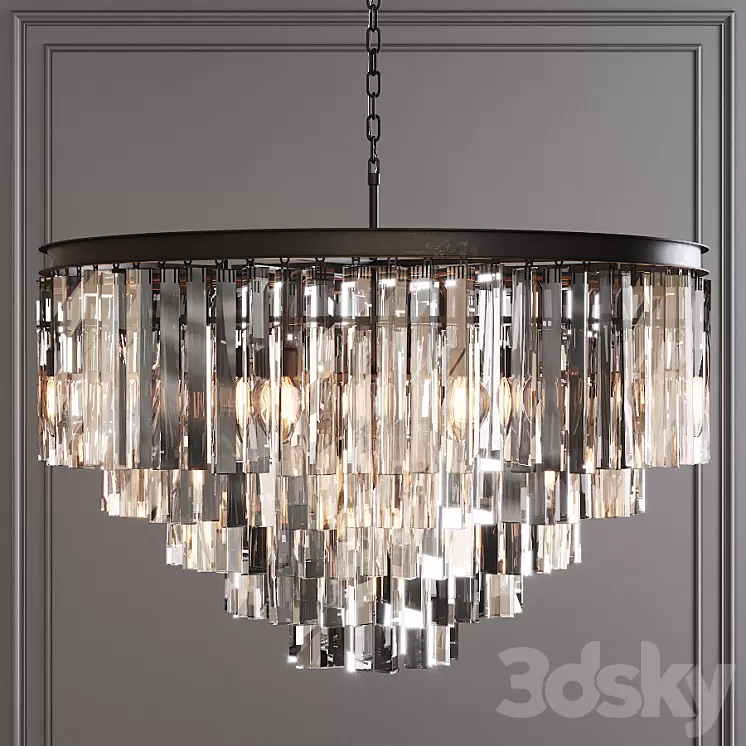Restoration Hardware 1920S ODEON CLEAR GLASS FRINGE 5-TIER CHANDELIER Black 3D Model
