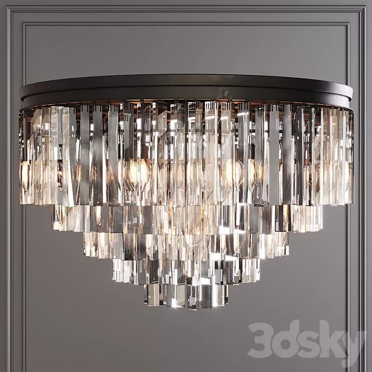Restoration Hardware 1920S ODEON CLEAR GLASS FRINGE 5-TIER FLUSHMOUNT Black 3D Model