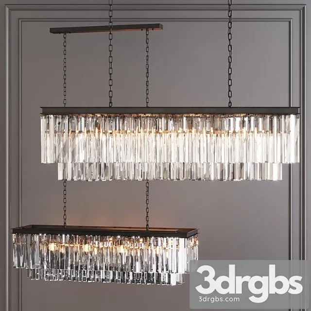 Restoration hardware 1920s odeon clear glass fringe rectangular chandelier 49 black 3D Model Download