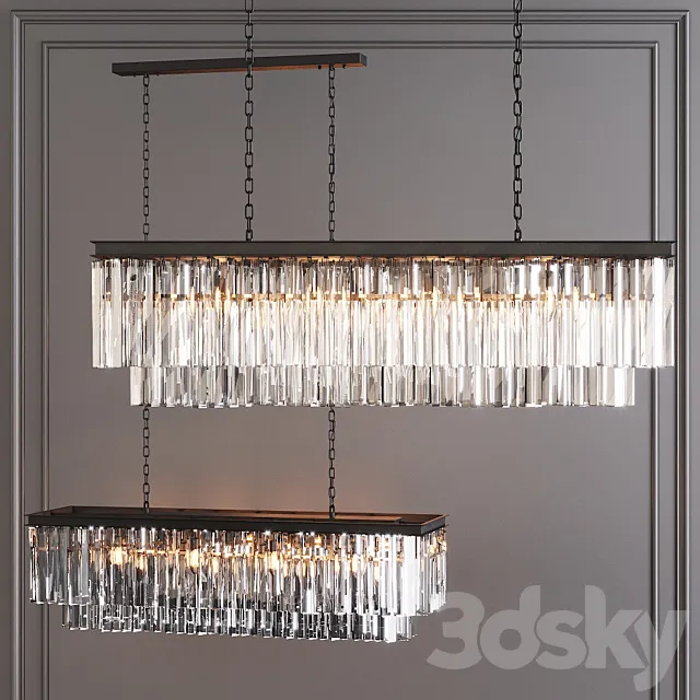 Restoration Hardware 1920S ODEON CLEAR GLASS FRINGE RECTANGULAR CHANDELIER 49 Black 3D Model Restoration Hardware 1920S ODEON CLEAR GLASS FRINGE RECTANGULAR CHANDELIER 49 Black 3D Model