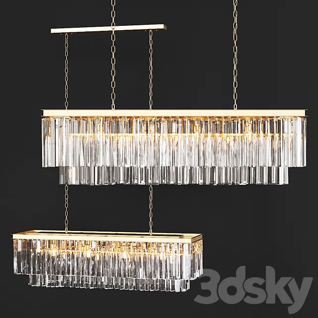Restoration Hardware 1920S ODEON CLEAR GLASS FRINGE RECTANGULAR CHANDELIER 49 Brass 3D Model Restoration Hardware 1920S ODEON CLEAR GLASS FRINGE RECTANGULAR CHANDELIER 49 Brass 3D Model