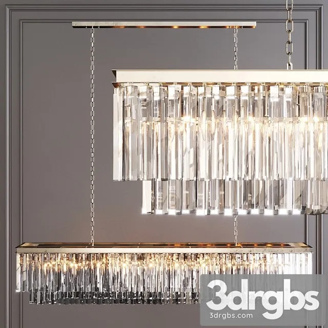 Restoration hardware 1920s odeon clear glass fringe rectangular chandelier 71 nickel 3D Model Download