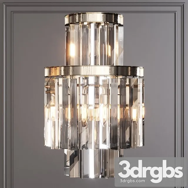Restoration Hardware 1920s Odeon Clear Glass Fringe Sconce 3 Tier Nickel 3D Model Download
