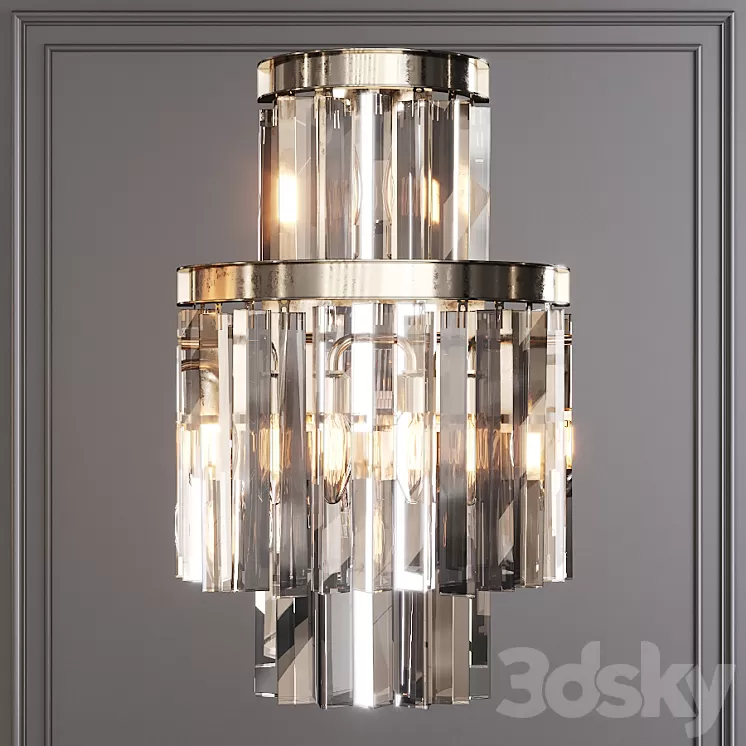 Restoration Hardware 1920S ODEON CLEAR GLASS FRINGE SCONCE 3-TIER Nickel 3D Model