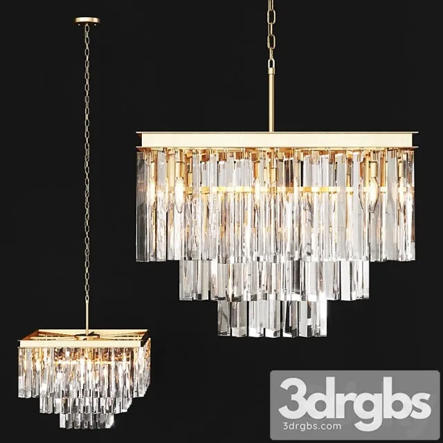 Restoration hardware 1920s odeon clear glass fringe square 3-tier chandelier brass Restoration hardware 1920s odeon clear glass fringe square 3-tier chandelier brass