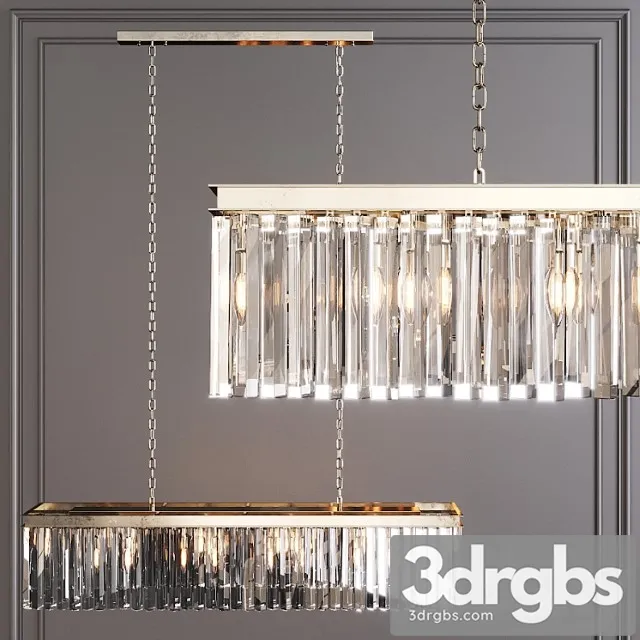 Restoration hardware 1920s odeon rhys clear glass prism rectangular chandelier 49 nickel 3D Model Download