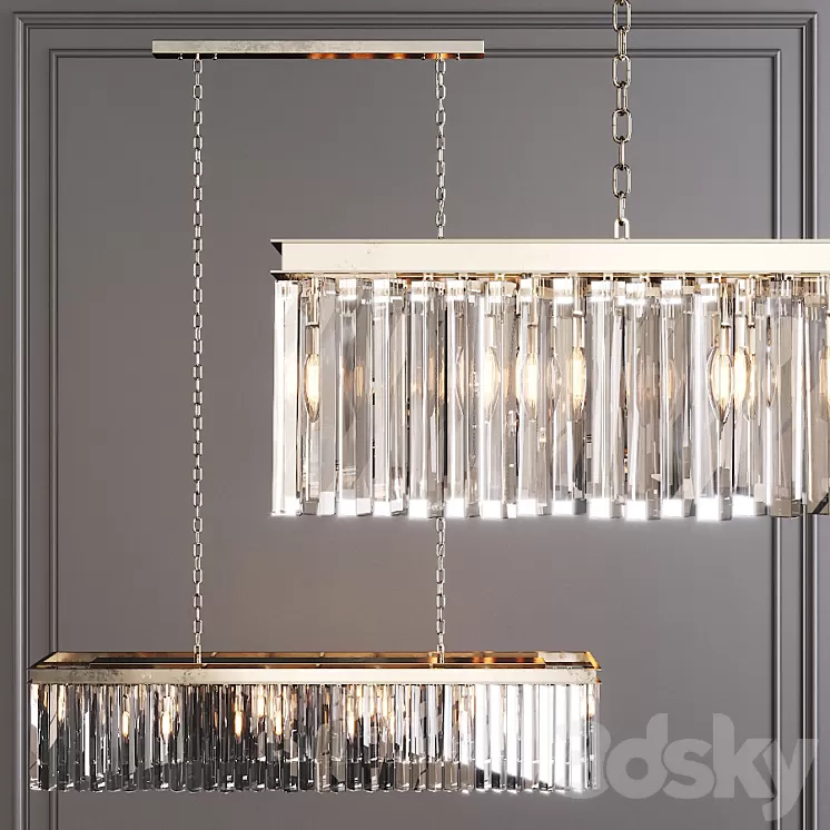 Restoration Hardware 1920S ODEON RHYS CLEAR GLASS PRISM RECTANGULAR CHANDELIER 49 Nickel 3D Model Restoration Hardware 1920S ODEON RHYS CLEAR GLASS PRISM RECTANGULAR CHANDELIER 49 Nickel 3D Model
