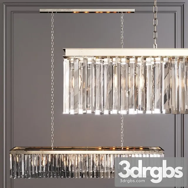 Restoration hardware 1920s odeon rhys clear glass prism rectangular chandelier 59 nickel 3D Model Download