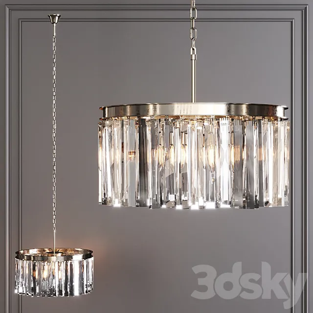 Restoration Hardware 1920S ODEON RHYS CLEAR GLASS PRISM ROUND CHANDELIER 20 Nickel 3DModel