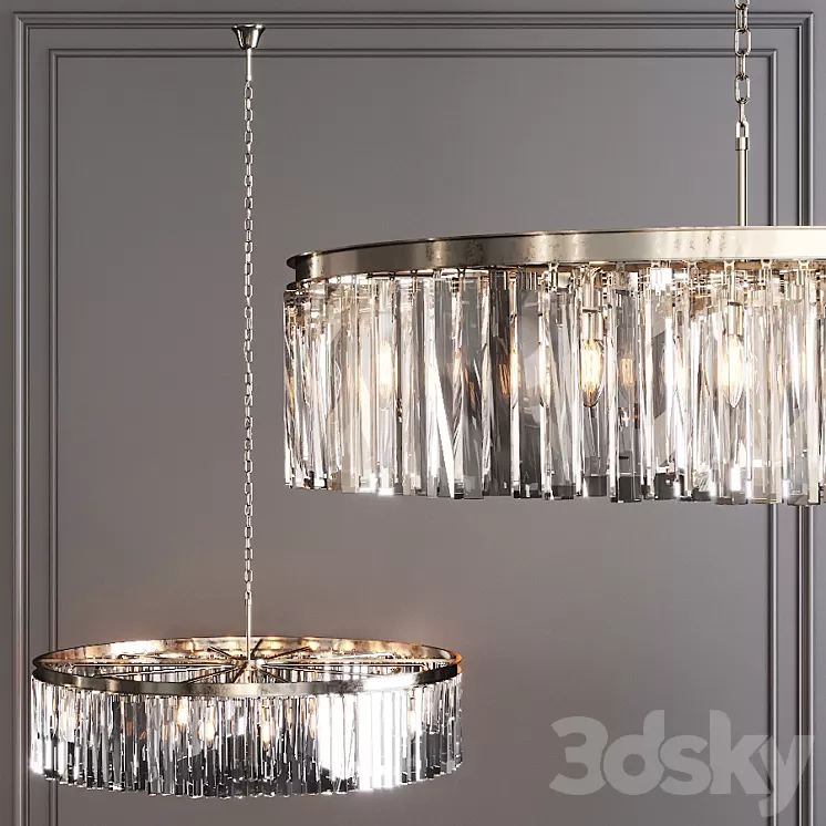 Restoration Hardware 1920S ODEON RHYS CLEAR GLASS PRISM ROUND CHANDELIER 43 Nickel 3D Model Restoration Hardware 1920S ODEON RHYS CLEAR GLASS PRISM ROUND CHANDELIER 43 Nickel 3D Model