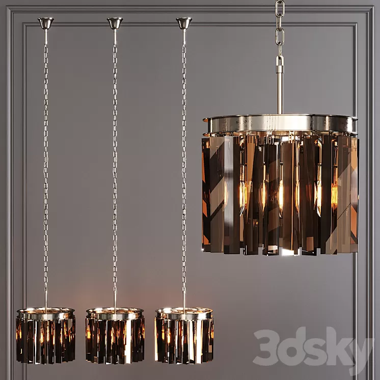 Restoration Hardware 1920S ODEON RHYS SMOKE GLASS PRISM ROUND CHANDELIER 12 Nickel 3D Model Restoration Hardware 1920S ODEON RHYS SMOKE GLASS PRISM ROUND CHANDELIER 12 Nickel 3D Model