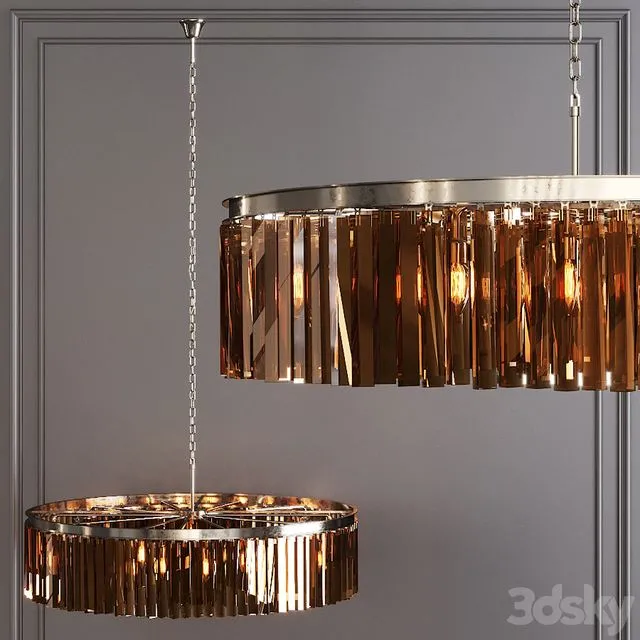 Restoration Hardware 1920S ODEON RHYS SMOKE GLASS PRISM ROUND CHANDELIER 43 Nickel 3D Model