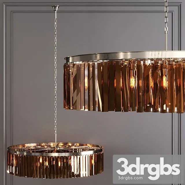 Restoration Hardware 1920S Odeon Rhys Smoke Glass Prism Round Chandelier 43 Nickel 3D Model Download