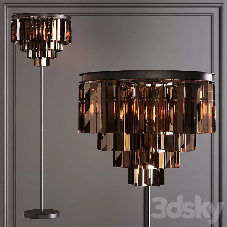 Restoration Hardware 1920S ODEON SMOKE GLASS FLOOR LAMP 4-TIER Black 3D Model Restoration Hardware 1920S ODEON SMOKE GLASS FLOOR LAMP 4-TIER Black 3D Model