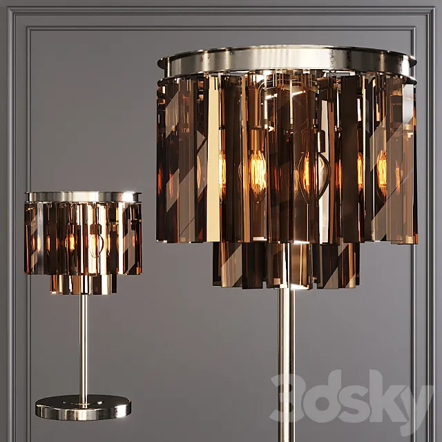 Restoration Hardware 1920S ODEON SMOKE GLASS TABLE LAMP 2-TIER Nickel 3DModel