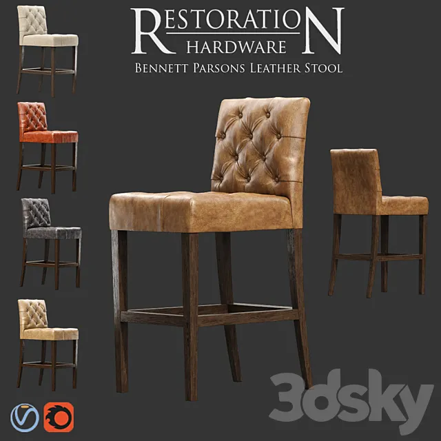 Restoration Hardware _ Parsons Leather Stool 3DModel 3DSKY